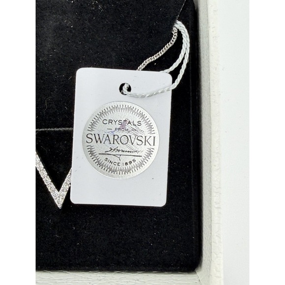 Swarovski Crystal V Pendant‎ Necklace Sterling Silver Chain w/ Gift Box NEW - Picture 2 of 7